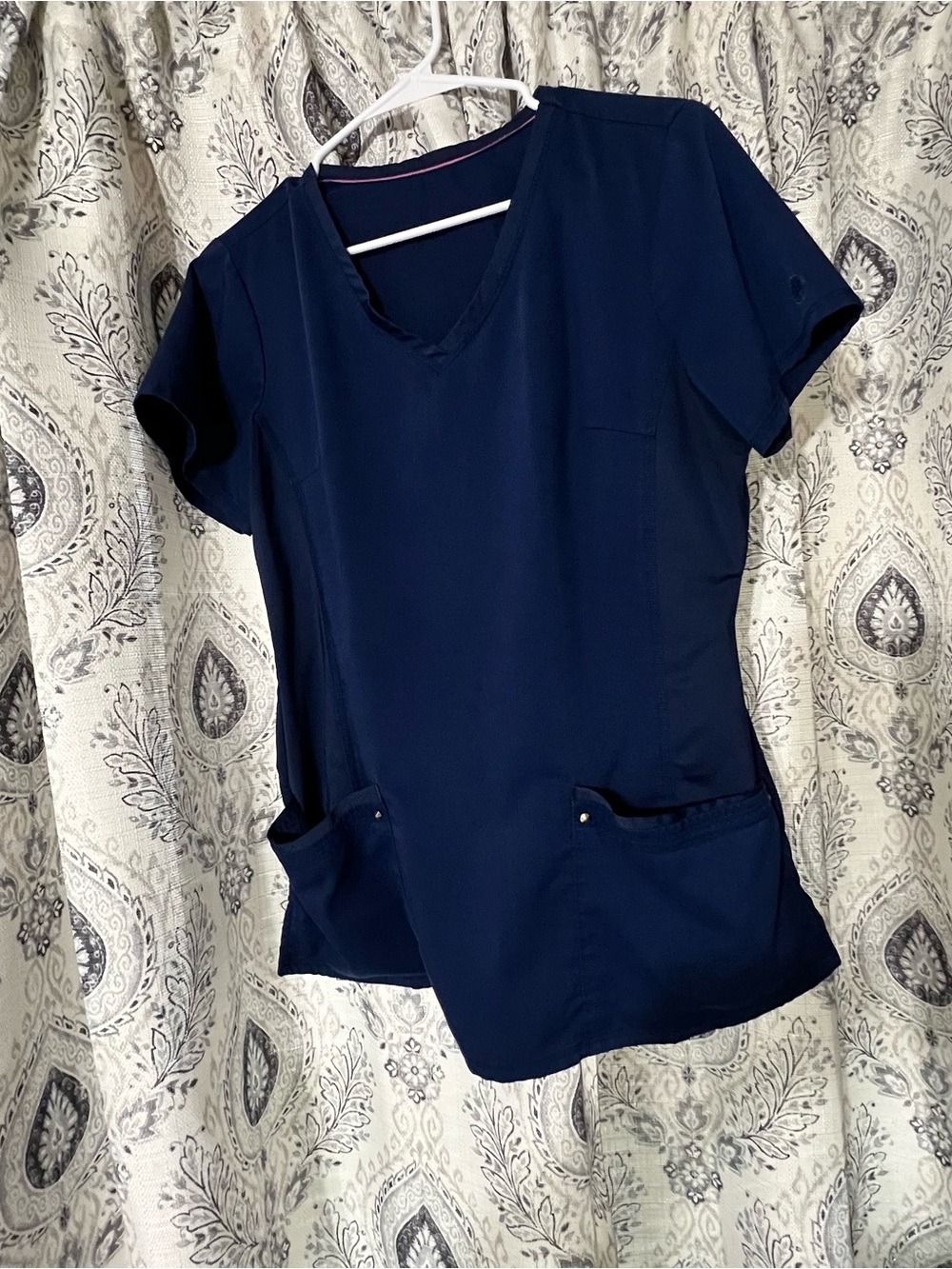healing hands Navy V-Neck Scrub Top